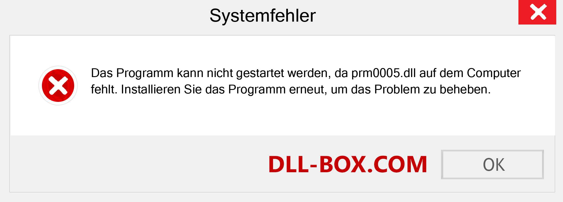 prm0005.dll-Datei fehlt?. Download für Windows 7, 8, 10 - Fix prm0005 dll Missing Error unter Windows, Fotos, Bildern