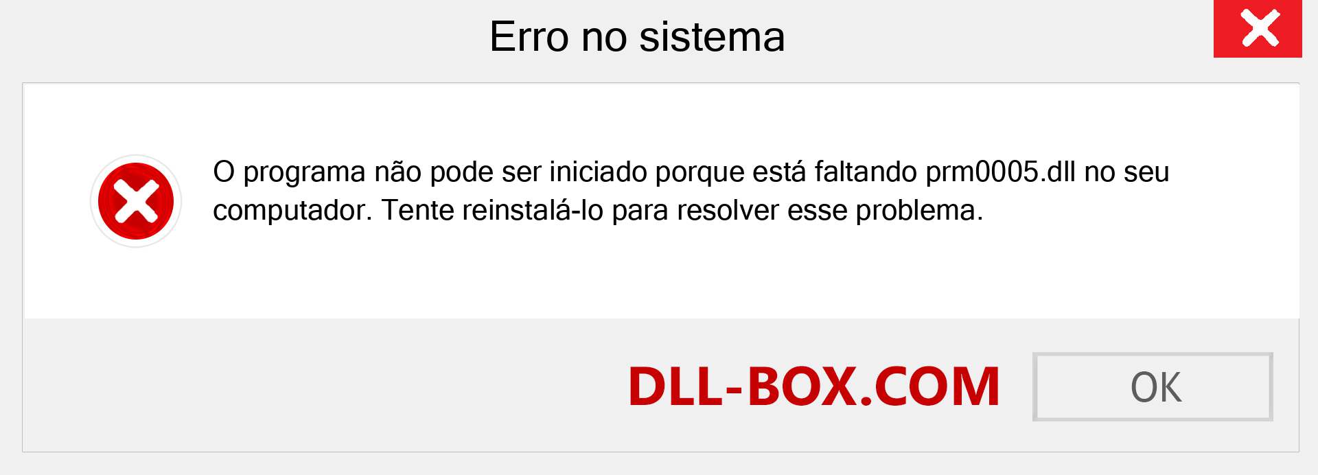 Arquivo prm0005.dll ausente ?. Download para Windows 7, 8, 10 - Correção de erro ausente prm0005 dll no Windows, fotos, imagens